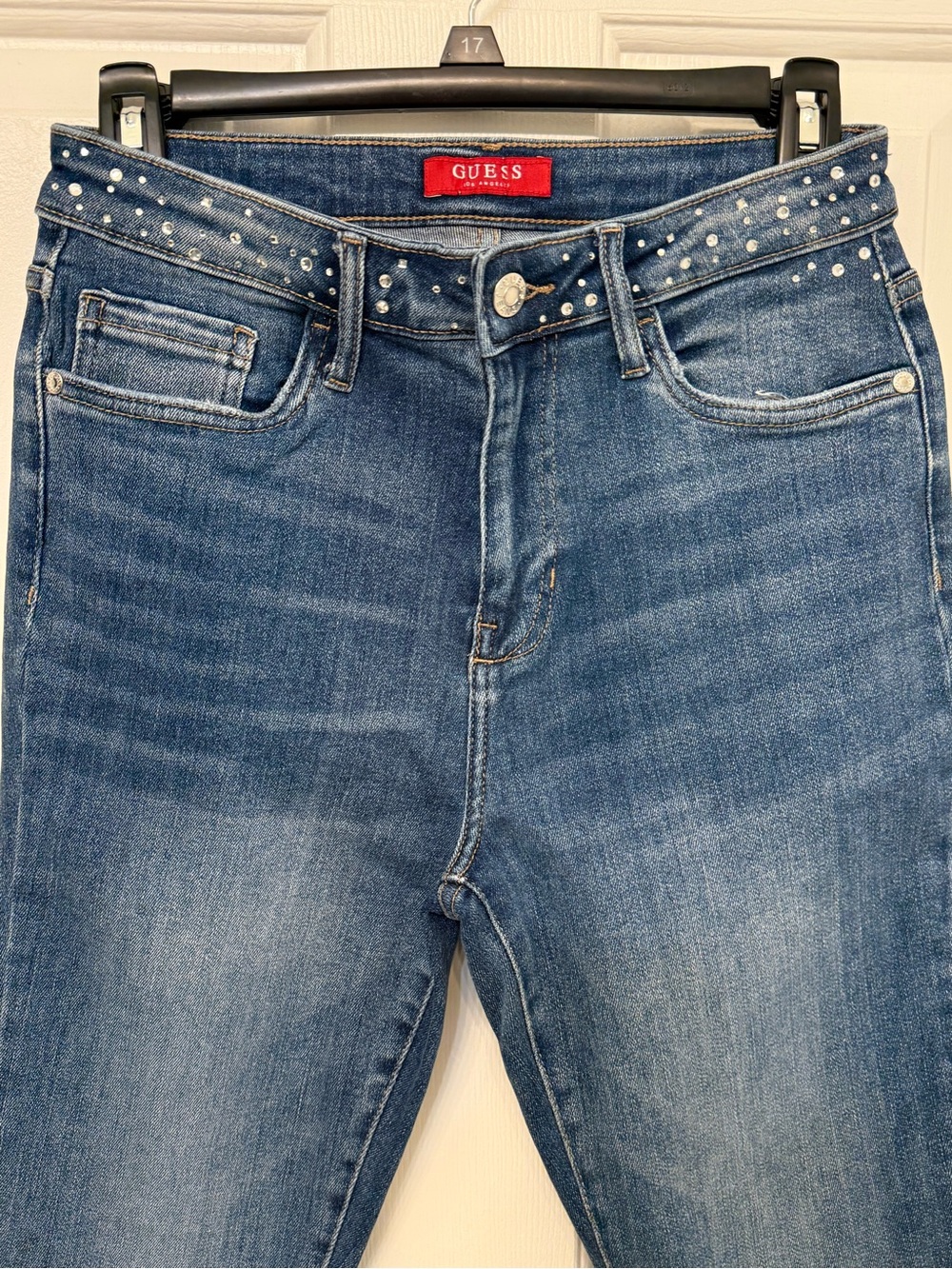 Guess Blue Skinny Jeans with Studded Waist - Picture 3 of 10
